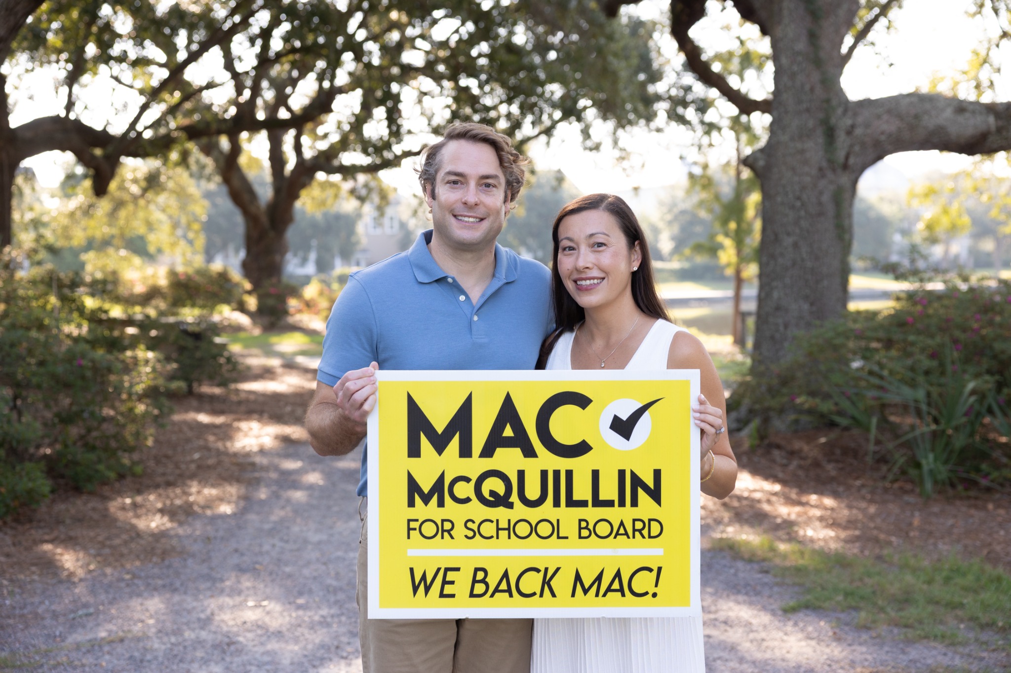 Mac McQuillin with a campaign sign